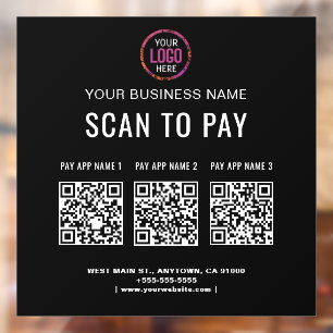 Scan om 3 QR-codes zakelijk logo te betalen Raamsticker