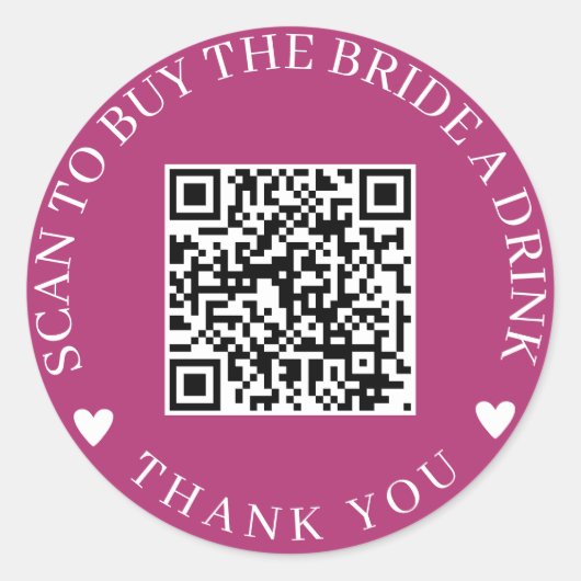 Scan om de bruid een Drink QR-code te kopen Ronde Sticker (Voorkant)