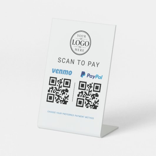 Scan Om QR-code Betaalbord Reclamebord Met Voetstuk (Voorkant)