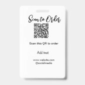 Scan om QR-code te bestellen, website e-mail toevo Badge (Achterkant)