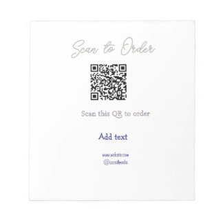 Scan om QR-code te bestellen, website e-mail toevo Notitieblok