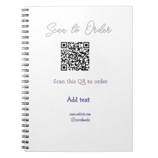 Scan om QR-code te bestellen, website e-mail toevo Notitieboek