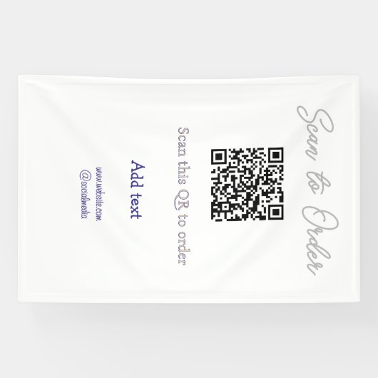 Scan om QR-code te bestellen, website e-mail toevo Spandoek (Horizontaal)