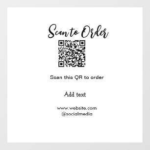 Scan om QR-code te bestellen website e-mail toevoe Raamsticker