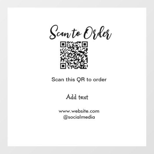Scan om QR-code te bestellen website e-mail toevoe Raamsticker (Vel)