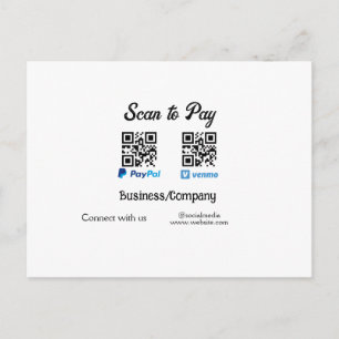 Scan om QR-code te betalen PayPal Venmo voeg uw we Briefkaart