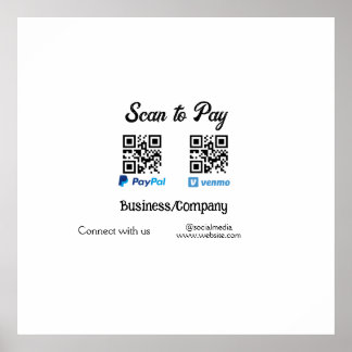 Scan om QR-code te betalen PayPal Venmo voeg uw we Poster