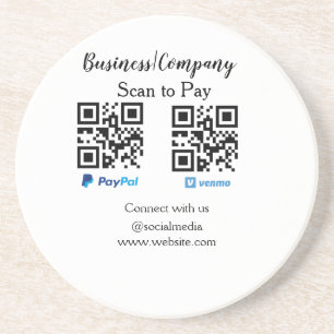 Scan om QR-code te betalen PayPal Venmo voeg uw we Zandsteen Onderzetter