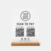Scan om QR-code te betalen wit blad op tafel Acryl Bord (Voorkant)
