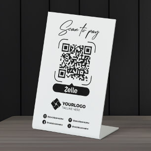 Scan om QR-code te betalen Zelle-betaling Reclamebord Met Voetstuk