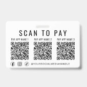 Scan om te betalen 3 Betaal QR-codes Sociale media Badge (Achterkant)