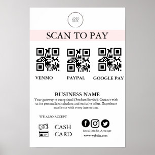 Scan om te betalen Bord QR-code Betalingsbord voor Poster