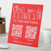 SCAN OM TE BETALEN QR-CODES Cocktails Barman Fooi Reclamebord Met Voetstuk (Insitu)