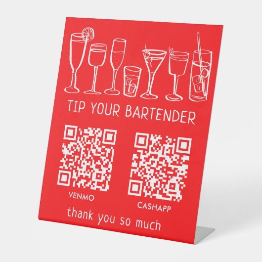 SCAN OM TE BETALEN QR-CODES Cocktails Barman Fooi Reclamebord Met Voetstuk (Voorkant)