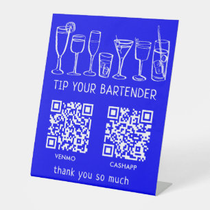 SCAN OM TE BETALEN QR-CODES Cocktails Barman Fooi Reclamebord Met Voetstuk