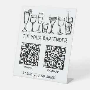 SCAN OM TE BETALEN QR-CODES Cocktails Barman Fooi Reclamebord Met Voetstuk