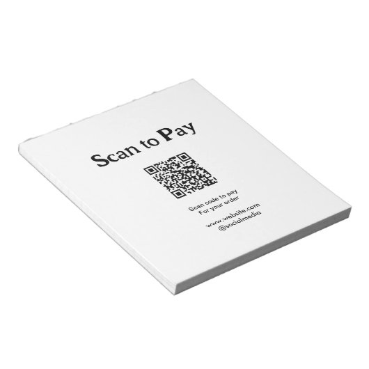 Scan om te betalen voor bestelling QR-code website Notitieblok (Schuin)
