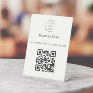 Scan om te volgen op sociale media Bedrijfsblad Reclamebord Met Voetstuk
