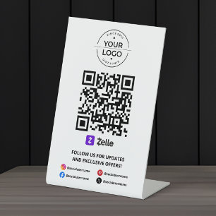 Scan om Zelle QR-code te betalen Reclamebord Met Voetstuk