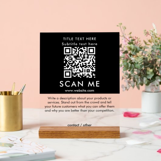 Scan promotionnel Me QR Code noir et blanc affaire (Mariage)