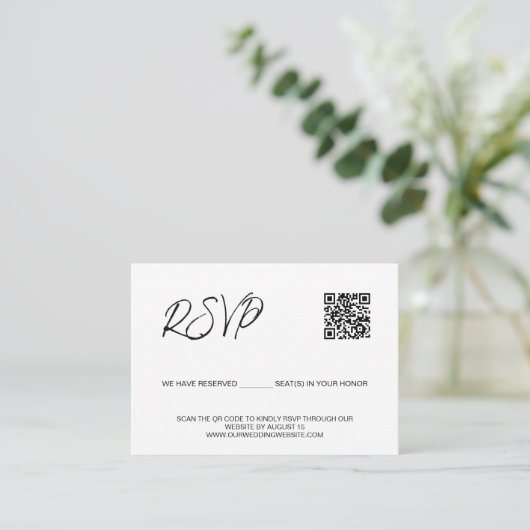 SCAN QR-code bruiloft website Gereserveerde plaats Informatiekaartje (Staand voorkant)