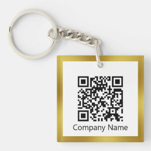 Scan QR Code Gold en White Business Sleutelhanger