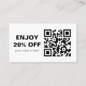 Scan QR-code Kortingscode zwart en wit Visitekaartje (Voorkant)