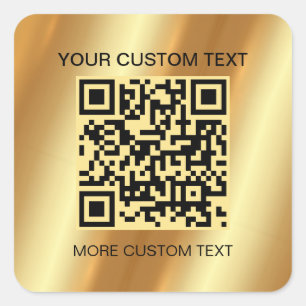 Scan QR Code Modern Elegant Gold Custom Sjabloon Vierkante Sticker