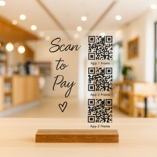 Scan QR-code om te betalen voor zakelijke digitale Acryl Bord