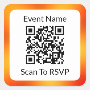 Scan QR-code om te reageren Oranje en Wit Sjabloon Vierkante Sticker