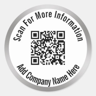Scan QR-code voor meer informatie Metal Look Ronde Sticker