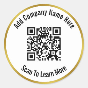 Scan QR-code voor meer informatie over zwart wit e Ronde Sticker