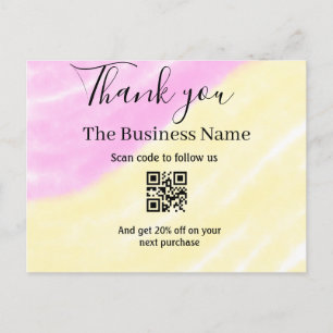 Scan QR om ons te volgen bedank code roze Feestdagenkaart