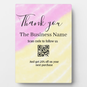 Scan QR om ons te volgen bedank code roze Fotoplaat