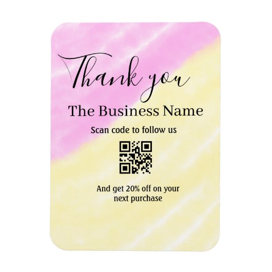 Scan QR om ons te volgen bedank code roze Magneet (Verticaal)