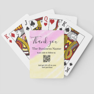 Scan QR om ons te volgen bedank code roze Pokerkaarten