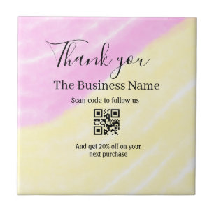 Scan QR om ons te volgen bedank code roze Tegeltje
