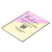 Scan QR om ons te volgen bedankcode roze Notitieboek (Linkerzijde)