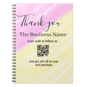 Scan QR om ons te volgen bedankcode roze Notitieboek