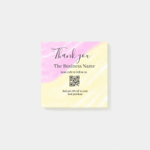 Scan QR om ons te volgen bedankkingscode roze Post-it® Notes
