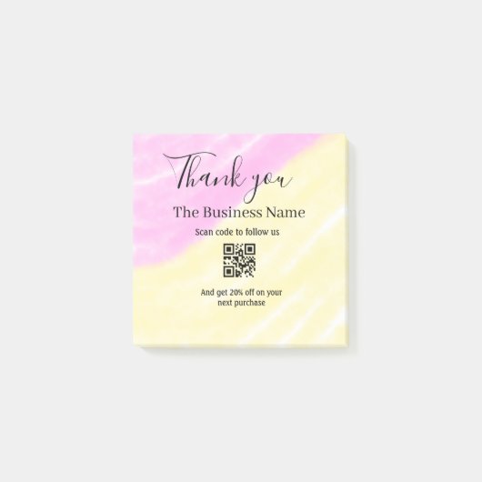 Scan QR om ons te volgen bedankkingscode roze Post-it® Notes (Voorkant)