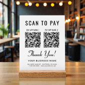 Scan to Pay 2 QR Codes Tabletop