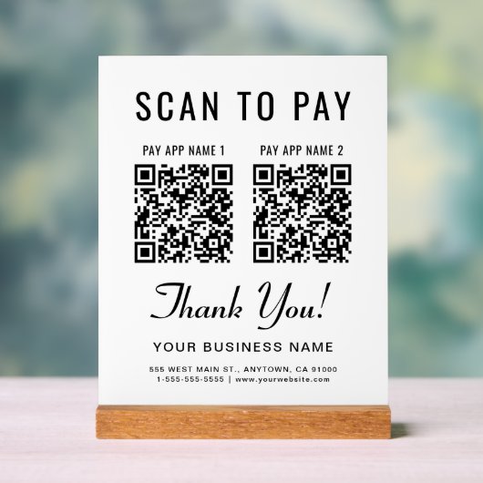 Scan to Pay 2 QR Codes Tabletop (Neutre)