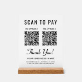 Scan to Pay 2 QR Codes Tabletop Acryl Bord (Voorkant)