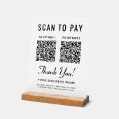 Scan to Pay 2 QR Codes Tabletop Acryl Bord (Hoek)