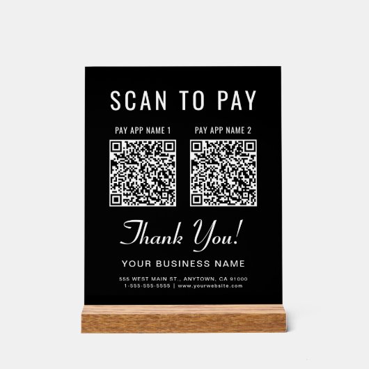 Scan to Pay 2 QR Codes Tabletop Black (Recto)