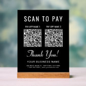 Scan to Pay 2 QR Codes Tabletop Black Acryl Bord (Neutraal)