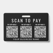 Scan to Pay 3 QR Codes Business Badge (Achterkant)