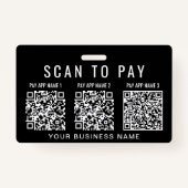 Scan to Pay 3 QR Codes Business Badge (Voorkant)