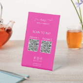 Scan To Pay Business Qr Code Vibrant Pink Reclamebord Met Voetstuk (Insitu)